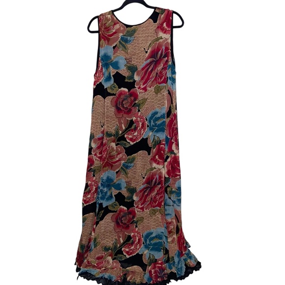 Vintage Lola P Dress Womens Medium Boho Grunge Maxi Floral Hippie Whimsigoth Art - Picture 2 of 11